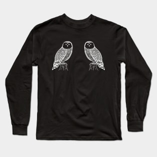 Snowy Owls in Love - cute and fun owl bird design Long Sleeve T-Shirt